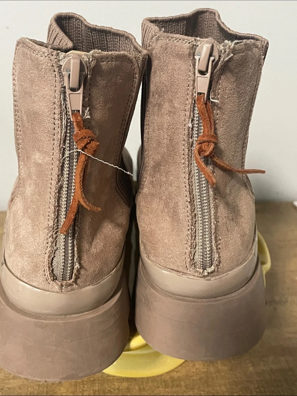 Steve Madden Mauve Suede Rib-Knit Ankle Booties - Picture 6 of 9